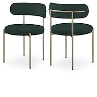 Contemporary Green Boucle Fabric Dining Chair with Brass Iron Frame