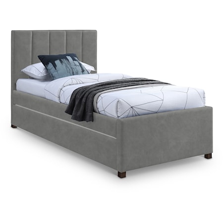 Hudson Grey Faux Leather Twin Trundle Bed