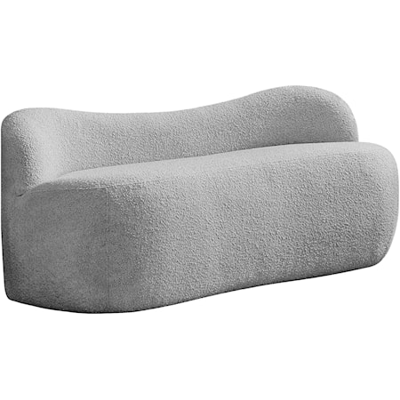 Upholstered Grey Boucle Fabric Bench