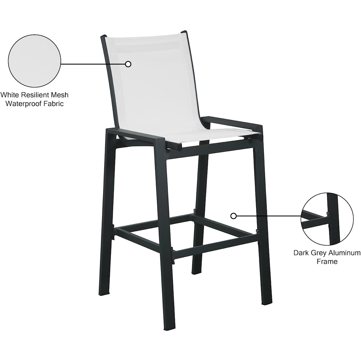 Meridian Furniture Nizuc Aluminum Mesh Barstool