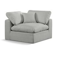 Comfy Grey Linen Textured Fabric Modular Corner Chair