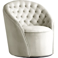 Transitional Cream Velvet Accent Chair with Button Tufting