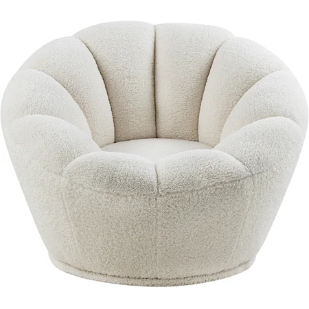 Contemporary Dream Accent Swivel Chair White Faux Sheepskin Fur