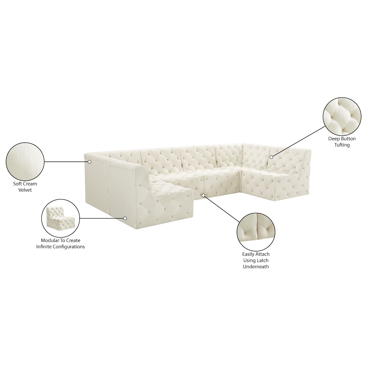 Meridian Furniture Tuft Modular Sectional