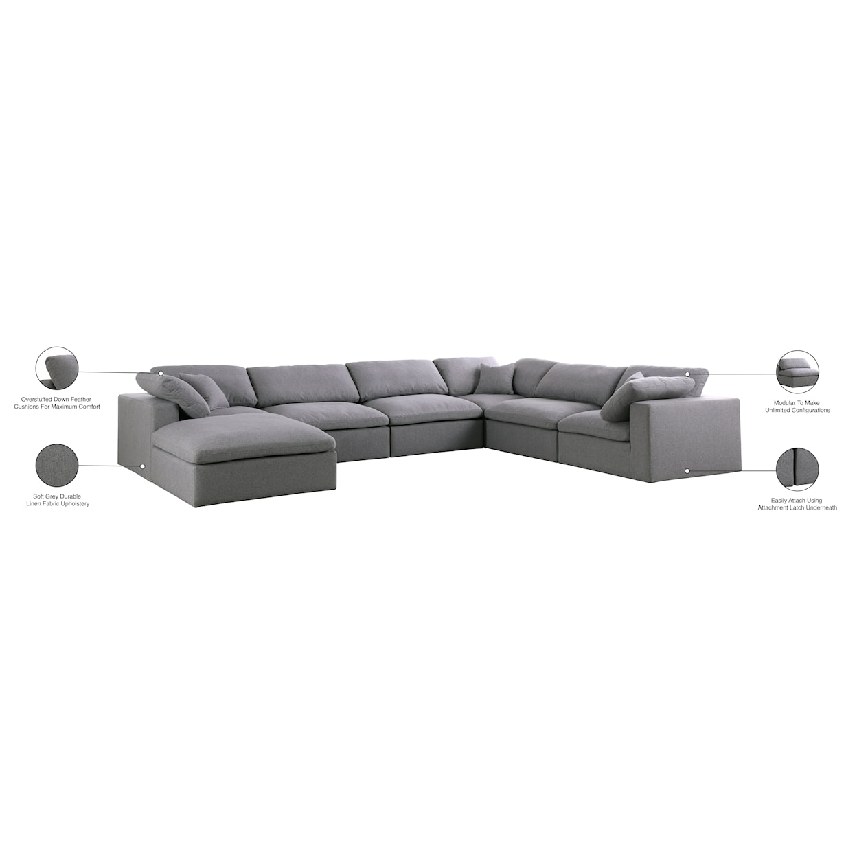 Meridian Furniture Serene Deluxe Comfort Modular Sectional