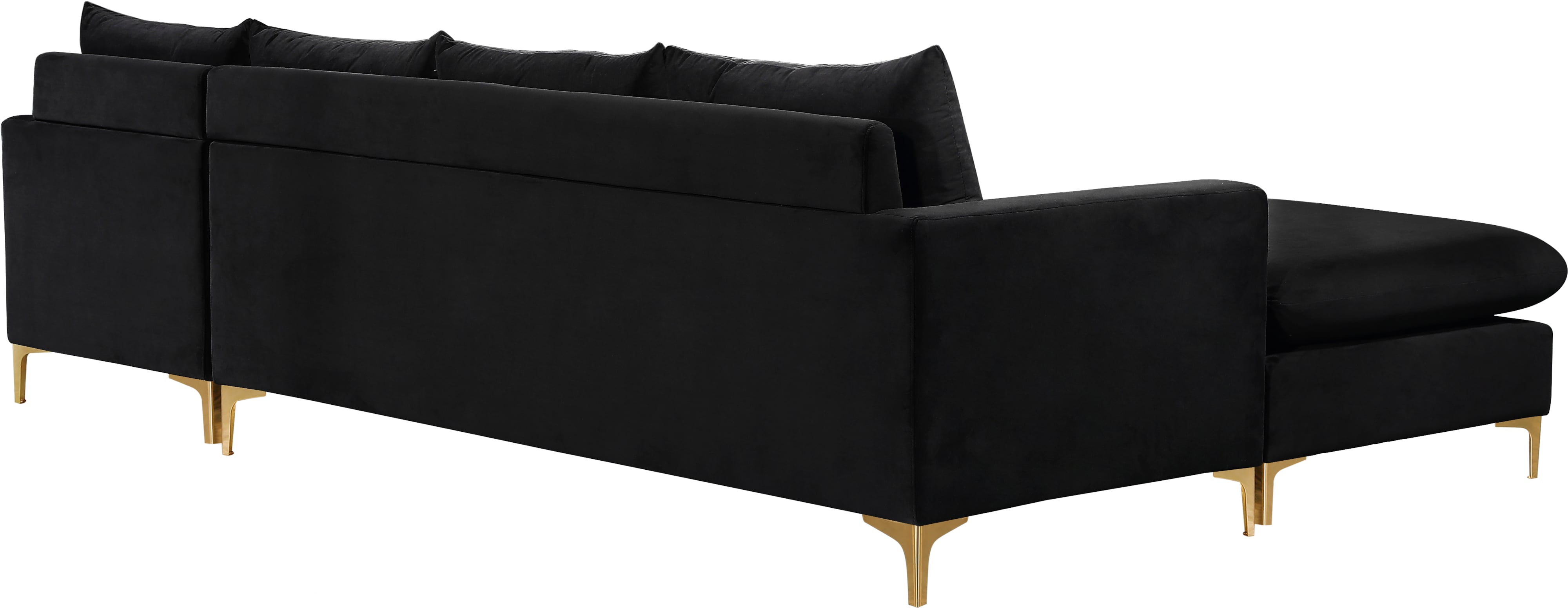 Meridian Furniture Naomi 636BlackSectional Naomi Black Velvet 2pc. Reversible Sectional