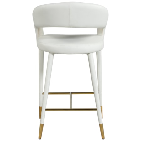 Upholstered White Faux Leather Counter Stool