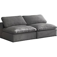 Cozy Grey Velvet Comfort Modular Armless Sofa