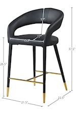 Meridian Furniture Destiny Contemporary Upholstered Grey Velvet Counter Stool