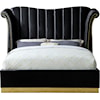 Meridian Furniture Flora Upholstered Black Velvet King Bed 