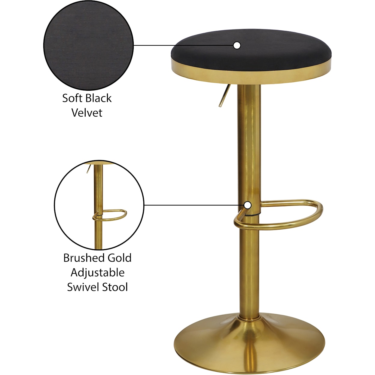 Meridian Furniture Brody Adjustable Stool