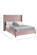 Meridian Furniture Barolo Contemporary Upholstered Pink Velvet Full Bed