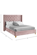 Meridian Furniture Barolo Contemporary Upholstered Pink Velvet Queen Bed