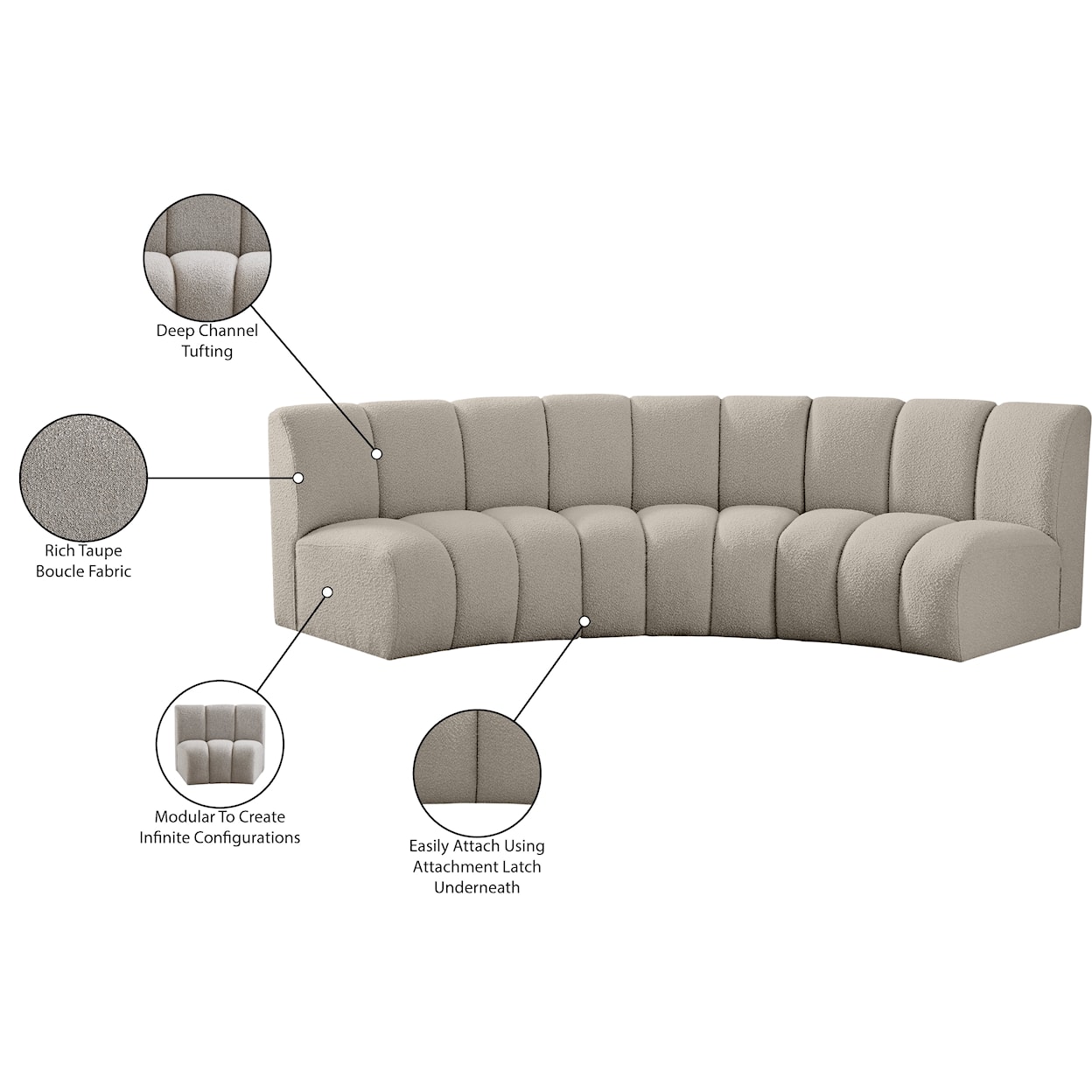 Meridian Furniture Infinity 3pc. Modular Sectional