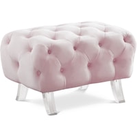 Contemporary Pink Velvet Upholstered Ottoman