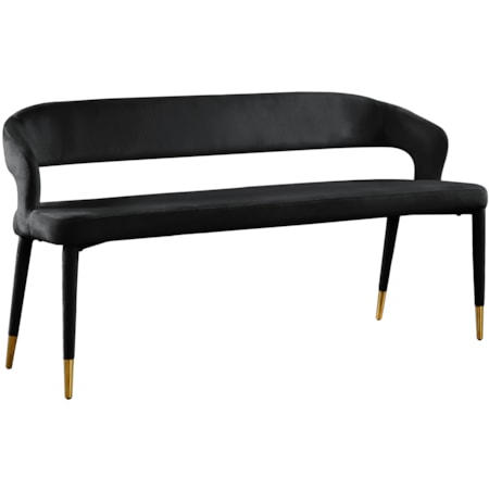 Upholstered Black Velvet Bench