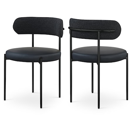 Beacon Black Faux Leather And Boucle Fabric Dining Chair