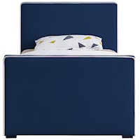 Contemporary Dillard Twin Bed Navy Velvet