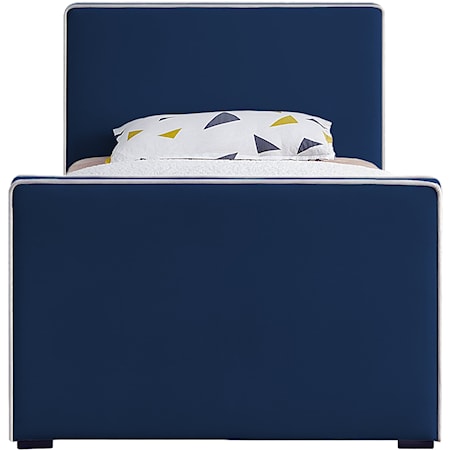 Contemporary Dillard Twin Bed Navy Velvet