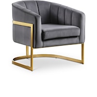 Contemporary Velvet Upholstered Accent Chair with Channel Tufting