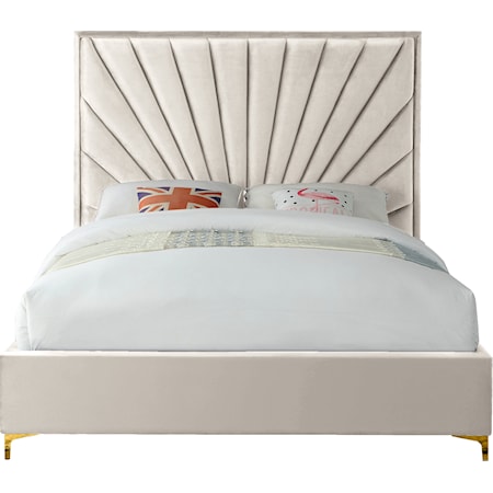 Contemporary Eclipse King Bed Cream Velvet