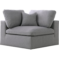 Serene Grey Linen Textured Fabric Deluxe Cloud-Like Comfort Corner Chair