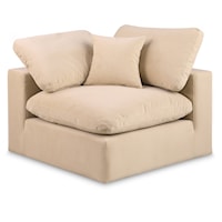 Comfy Beige Velvet Modular Corner Chair