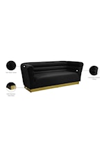 Meridian Furniture Bellini Contemporary Navy Velvet Sofa with Gold Steel Base