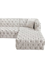 Meridian Furniture Coco 3-Piece White Velvet Sectional Sofa with Tufting