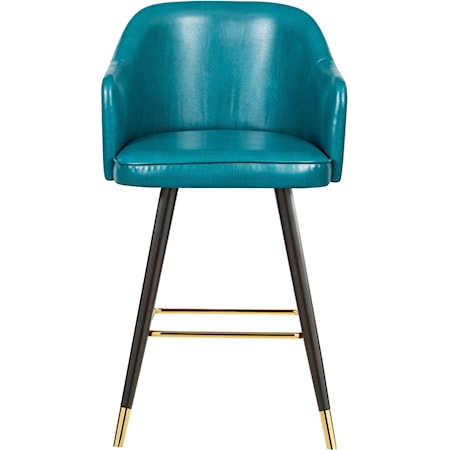 Contemporary Barbosa Counter/Bar Stool Blue Faux Leather