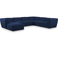 Miramar Navy Durable Linen Textured Modular Sectional