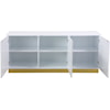 Meridian Furniture Cosmopolitan White Lacquer Sideboard with Gold Base