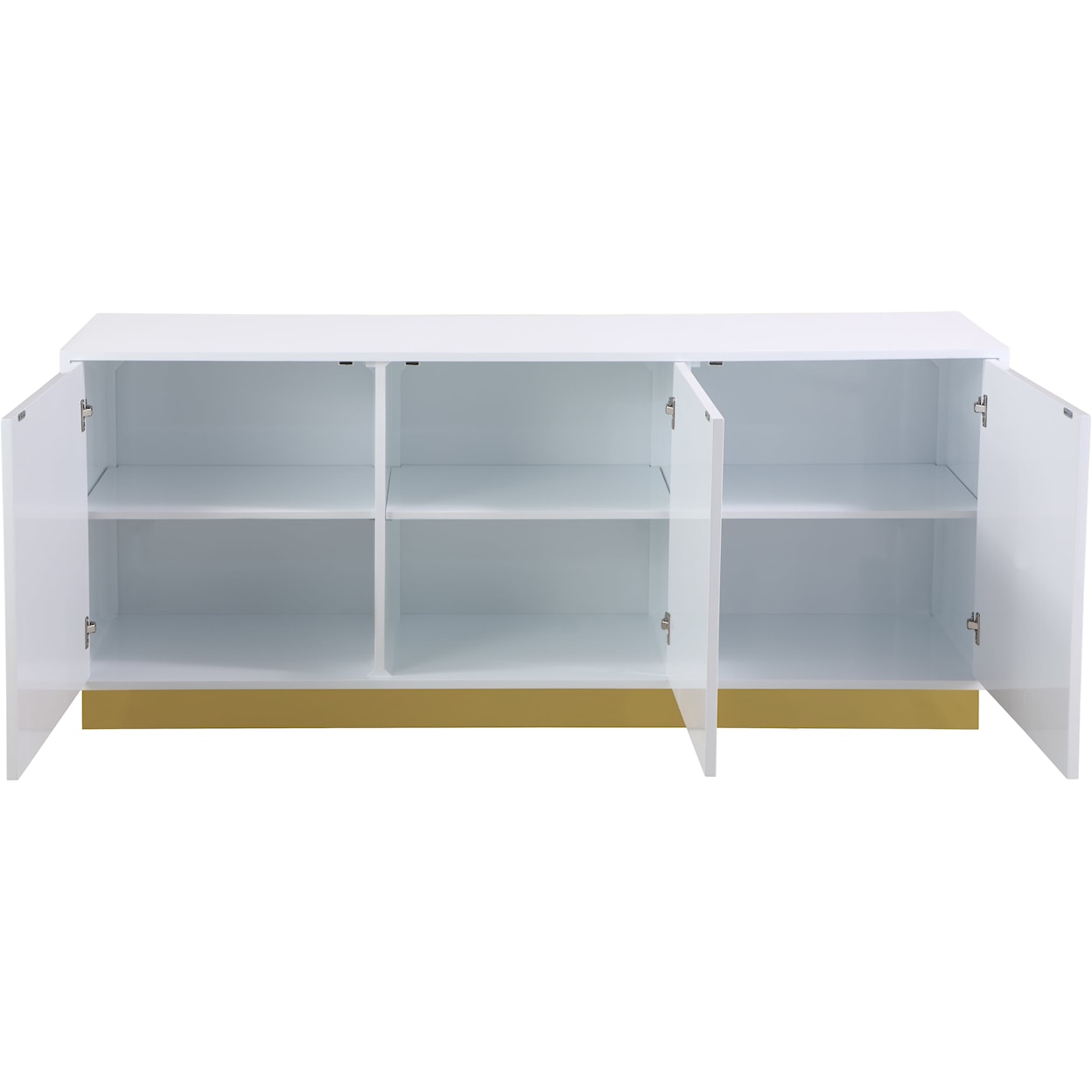 Meridian Furniture Cosmopolitan White Lacquer Sideboard with Gold Base