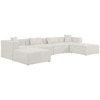 Contemporary Cream 6-Piece Sectional Sofa with Tuxedo Arms