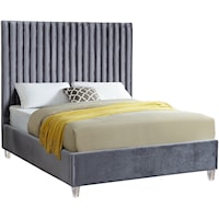 Contemporary Candace Queen Bed Grey Velvet
