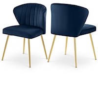 Contemporary Navy Velvet Dining Chair with Gold Legs