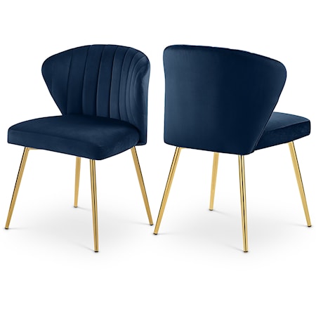 Contemporary Navy Velvet Dining Chair with Gold Legs