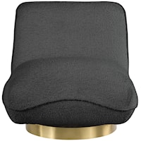 Contemporary Geneva Swivel Accent Chair Black Boucle Fabric