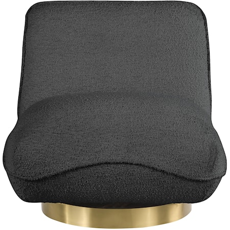 Contemporary Geneva Swivel Accent Chair Black Boucle Fabric