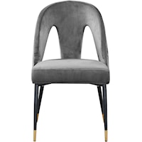 Contemporary Akoya Dining Chair Grey Velvet