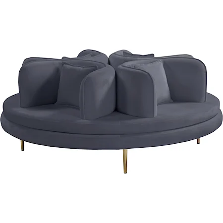 Circlet Grey Velvet Round Sofa Settee