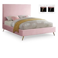 Jasmine Pink Velvet Queen Bed