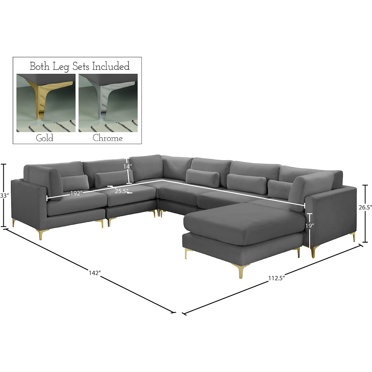 Meridian Furniture Julia Modular Sectional (7 Boxes)