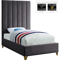 Contemporary Upholstered Twin Panel Bed with Channel Tufting