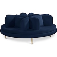 Circlet Navy Velvet Round Sofa Settee