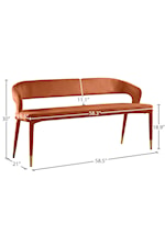 Meridian Furniture Destiny Contemporary Upholstered Cognac Velvet Bench