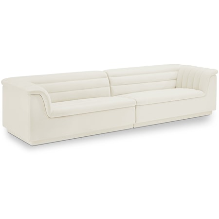 Cascade Cream Velvet Fabric Modular Sofa