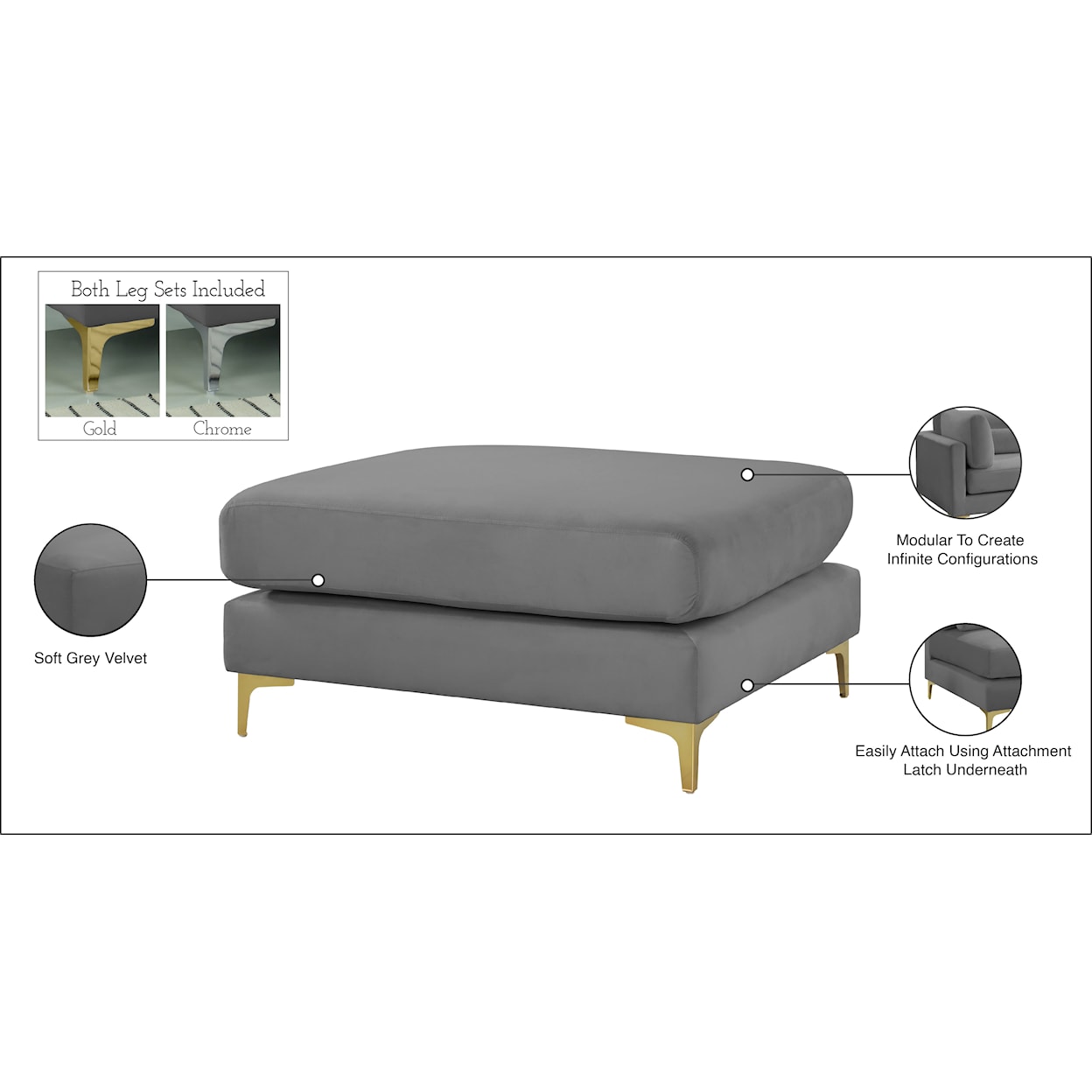 Meridian Furniture Julia Modular Ottoman