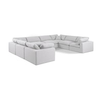 Comfy White Linen Textured Fabric Modular Sectional