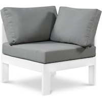 Nizuc Grey Water Resistant Fabric Outdoor Patio Aluminum Corner Chair